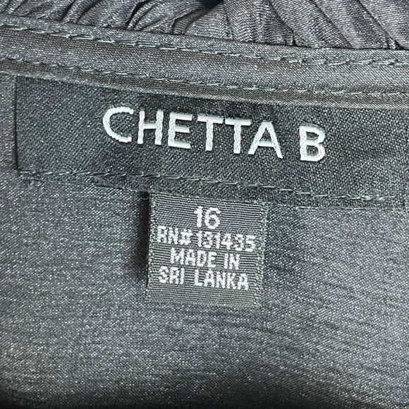 CHETTA B Women's Black Ruffled Embellished Button Up Dark Fairycore Top Size 16 - Picture 3 of 9